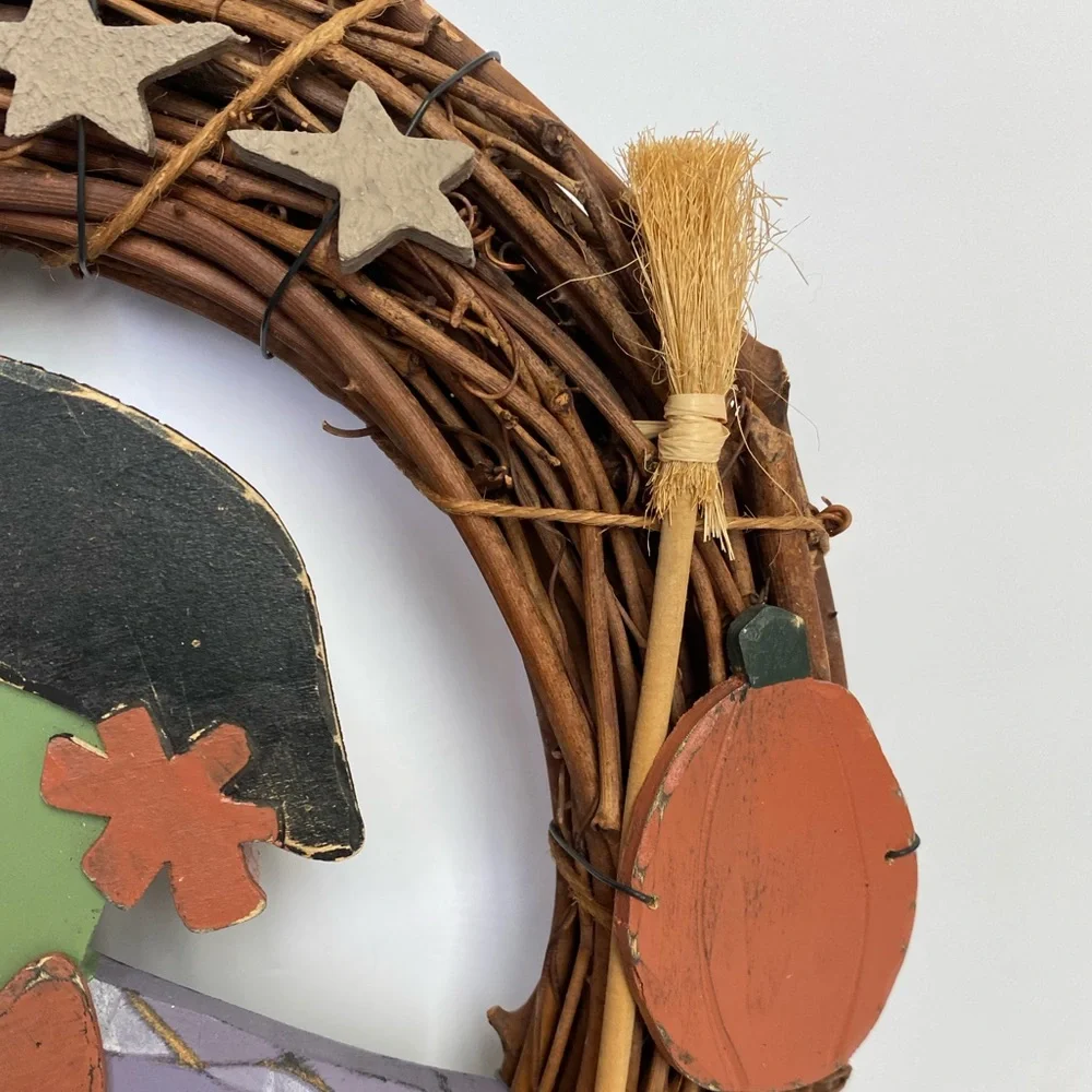 Halloween wreath green witch hag best witches primitive vintage celestial decor